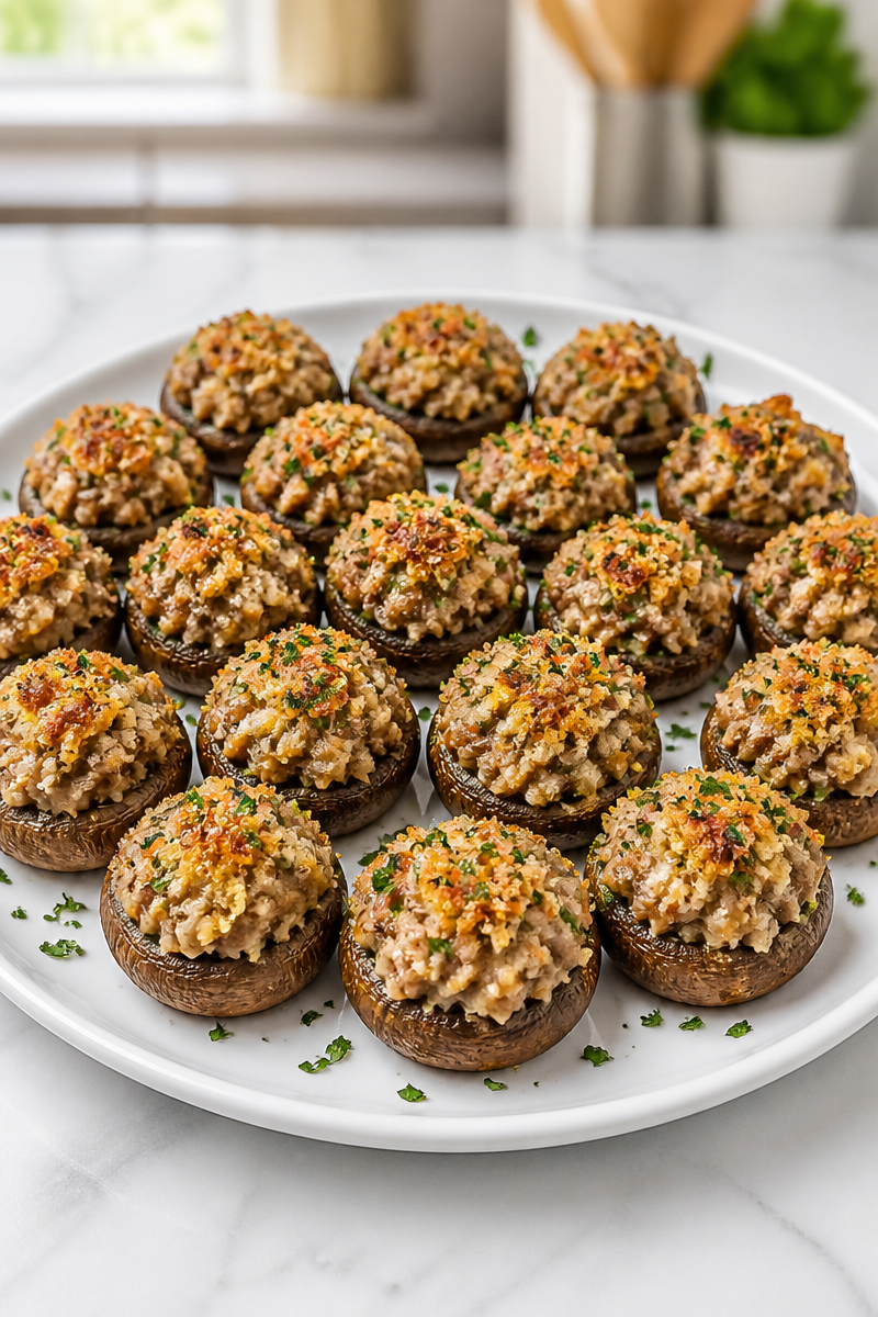 Baked Stuffed Mushroom Caps Sausage