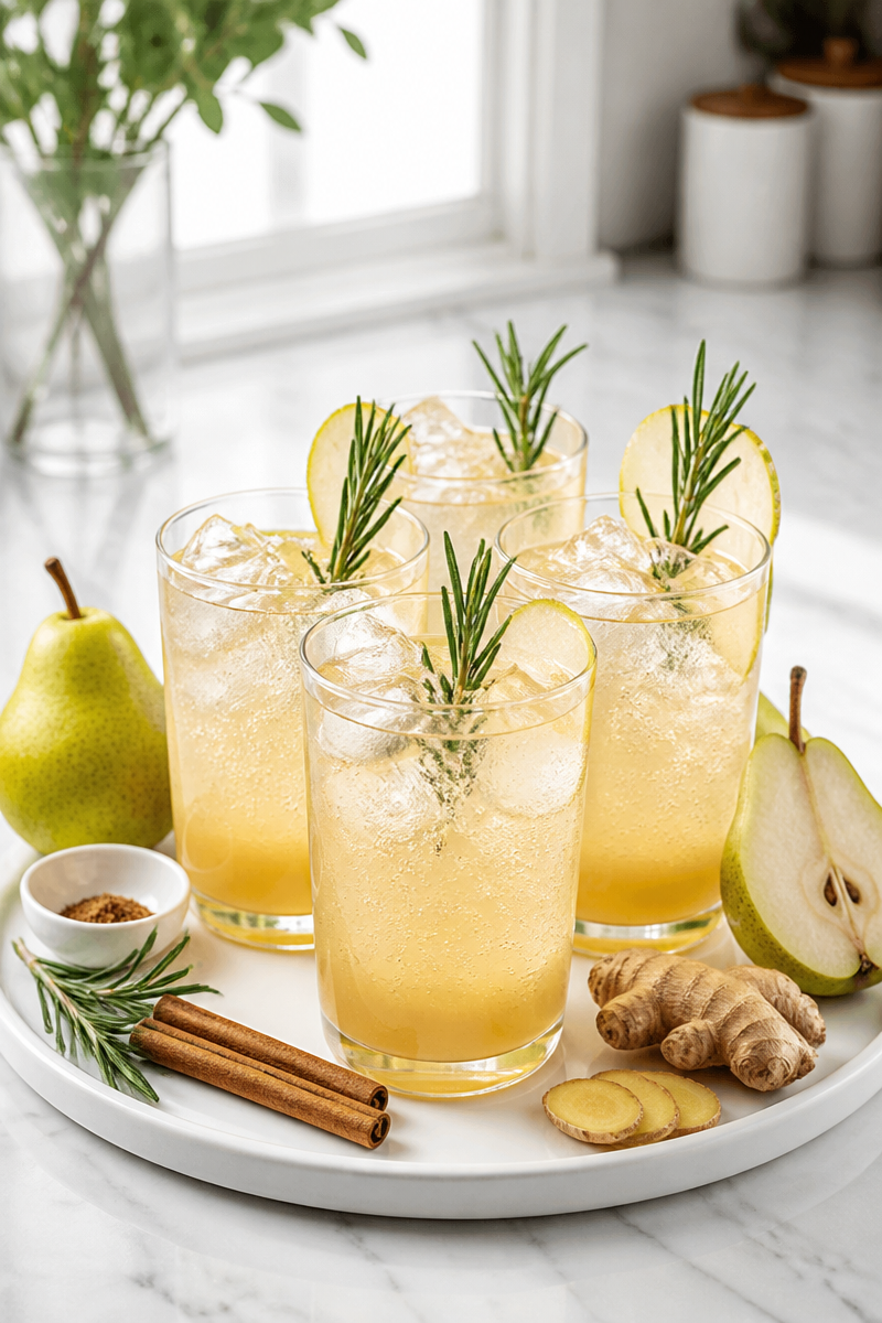 Spiced Pear Ginger Fizz Mocktail