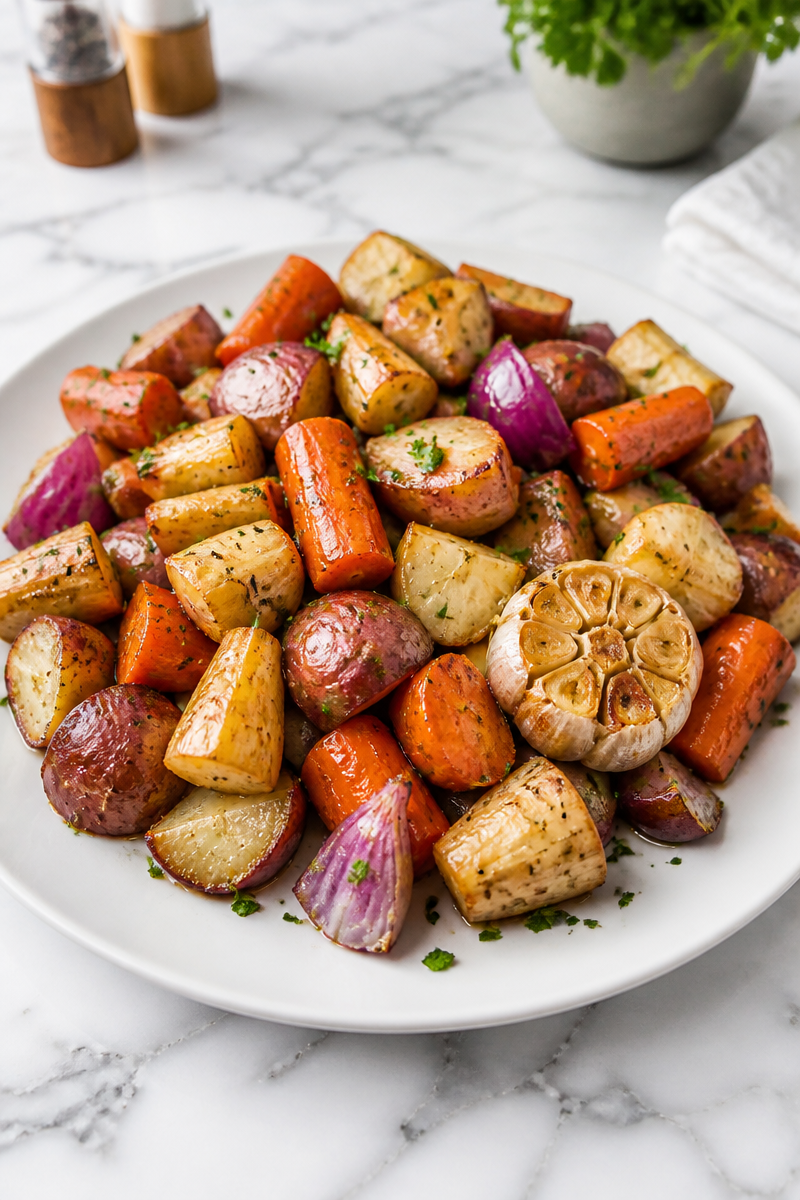 Roasted Garlic Herb Root Vegetable