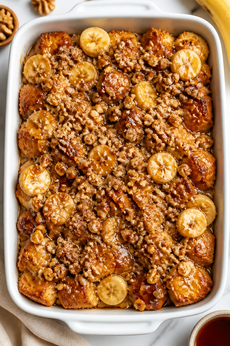 Banana Walnut Baked French Toast