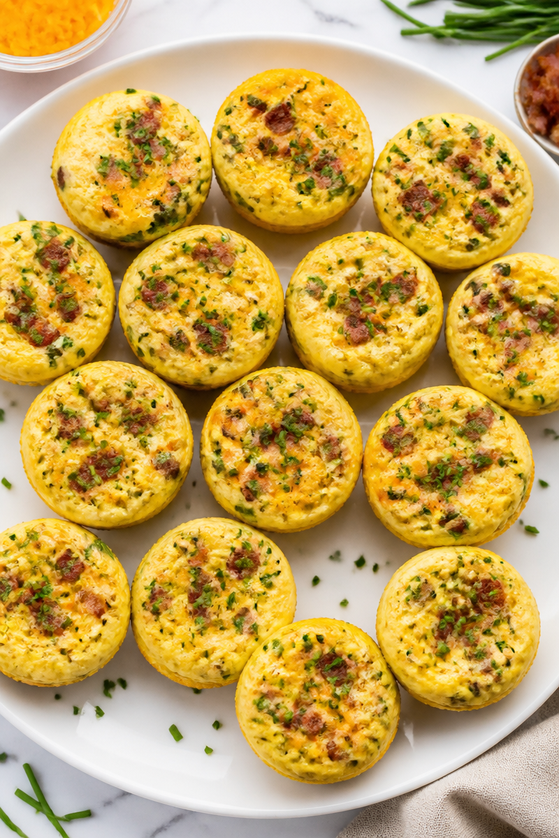 Baked Cheddar Chive Egg Bites