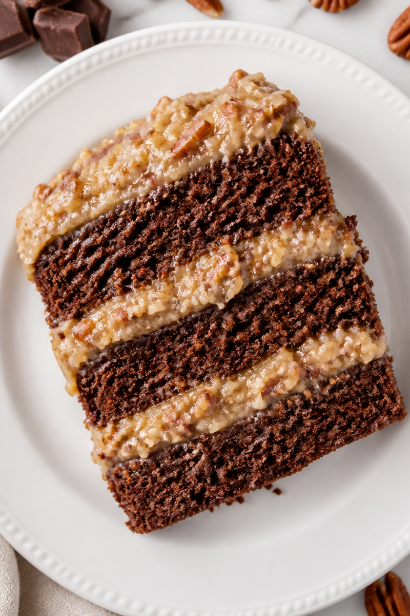 Classic German Chocolate Cake Slice