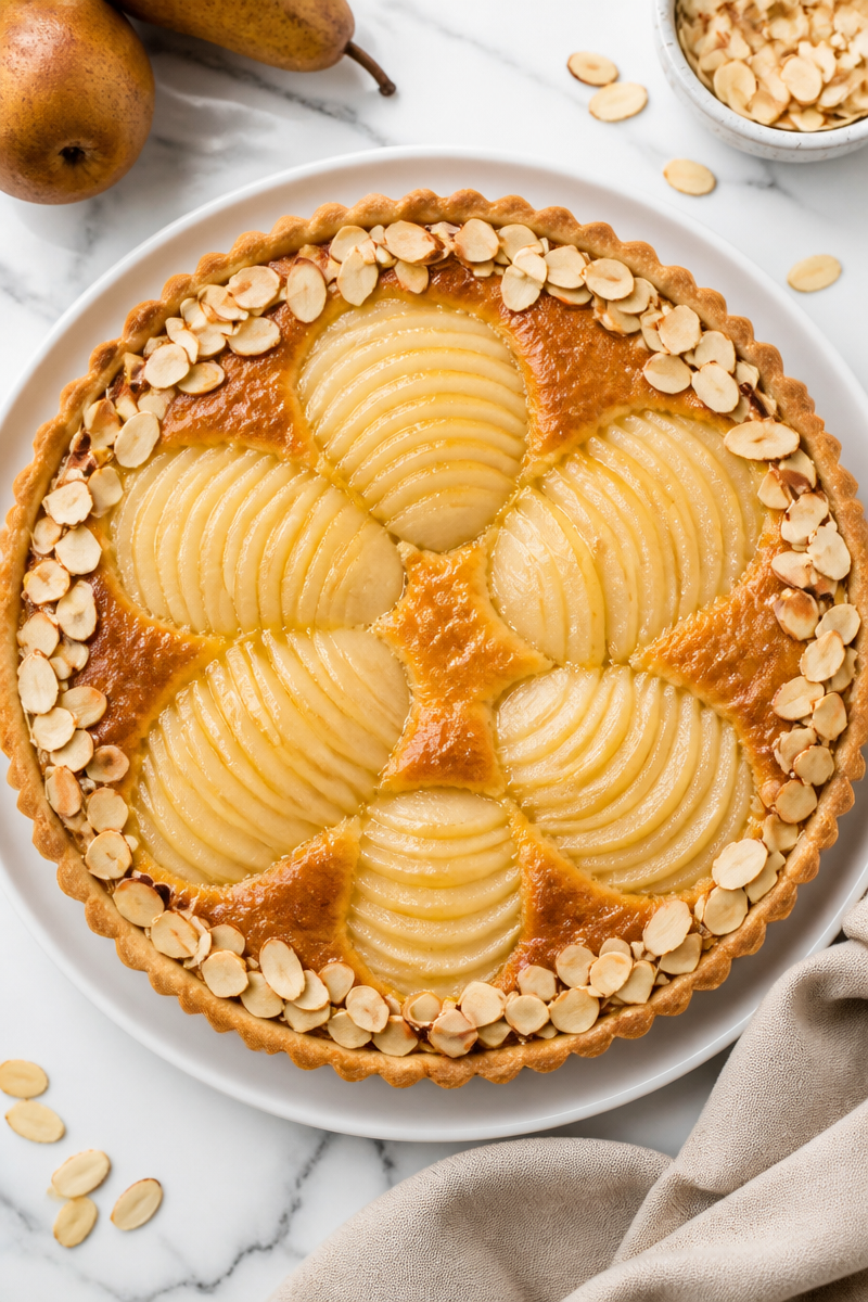 Baked Pear Almond Frangipane Tart