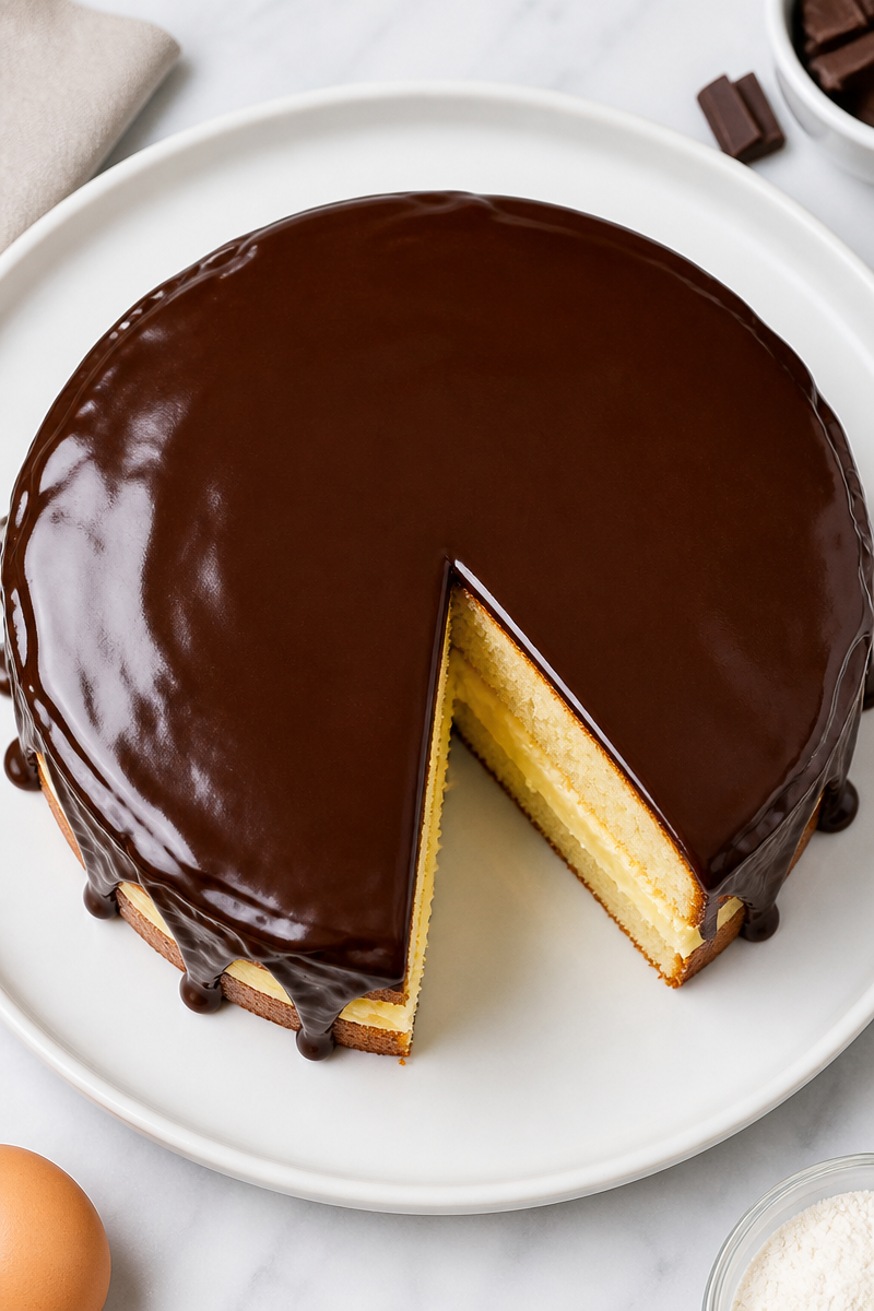 Classic Boston Cream Pie Cake