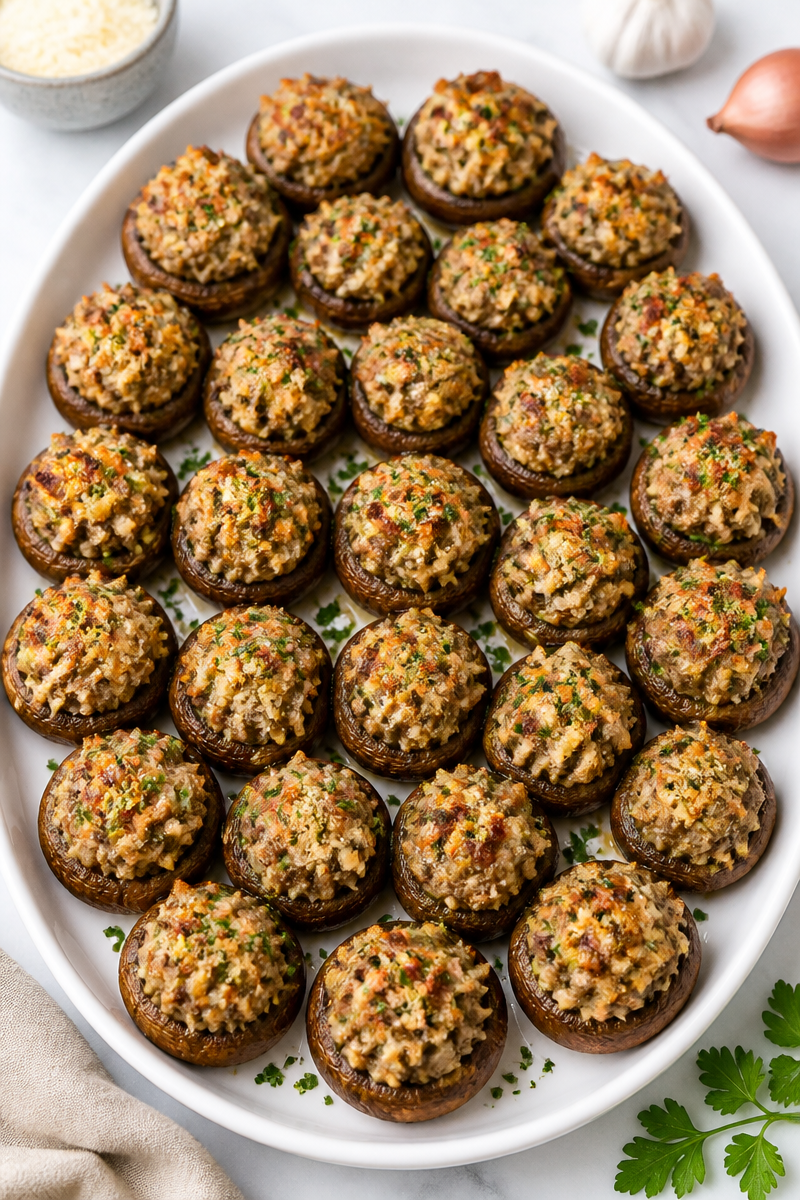 Baked Stuffed Mushroom Caps Sausage