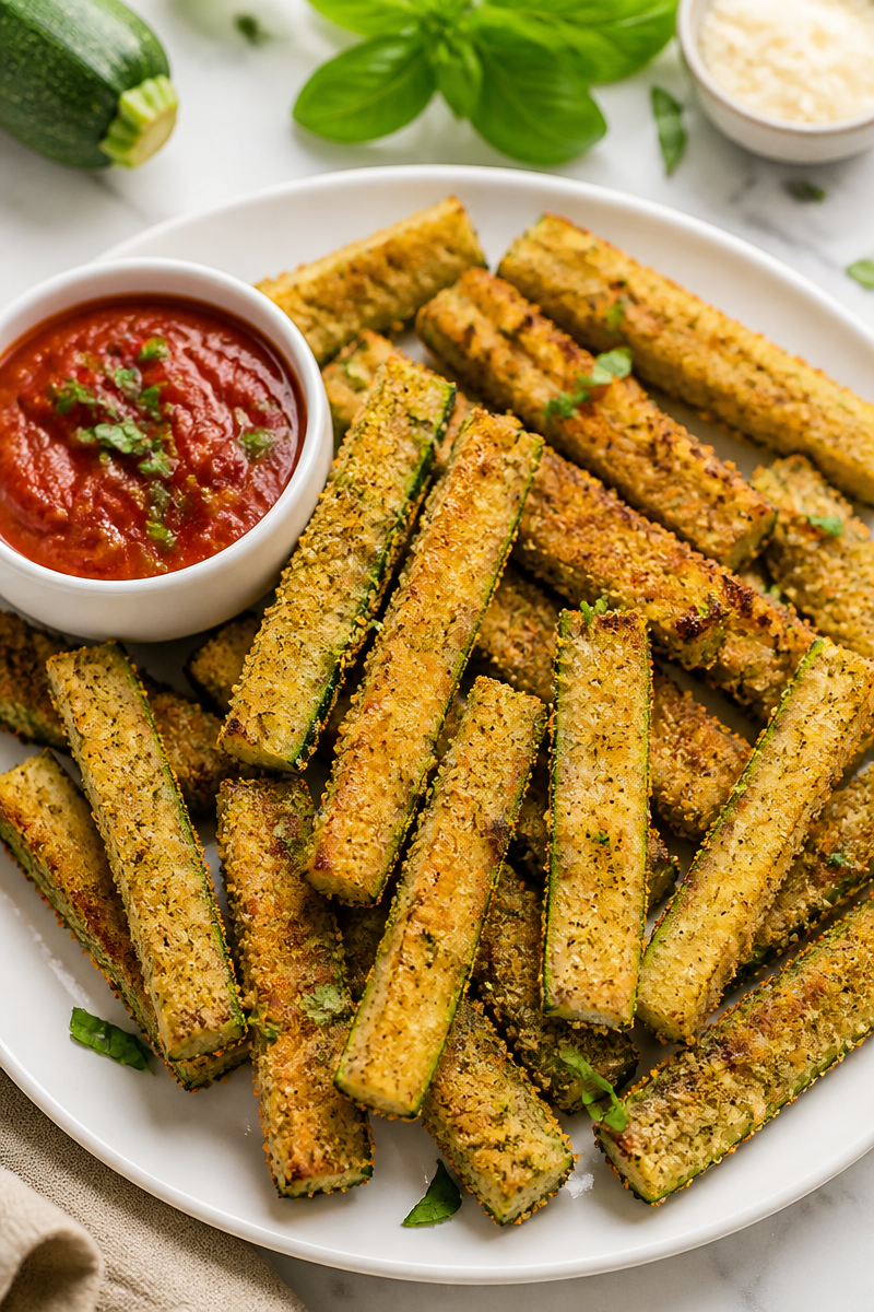 Crispy Baked Zucchini Parmesan Fries