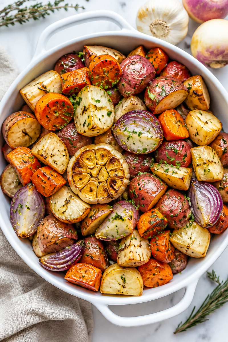 Roasted Garlic Herb Root Vegetable