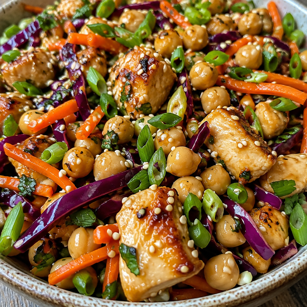 Sesame Chicken and Chickpea Salad