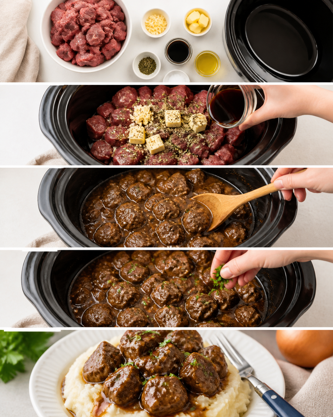SLOW COOKER GARLIC BUTTER STEAK BITES