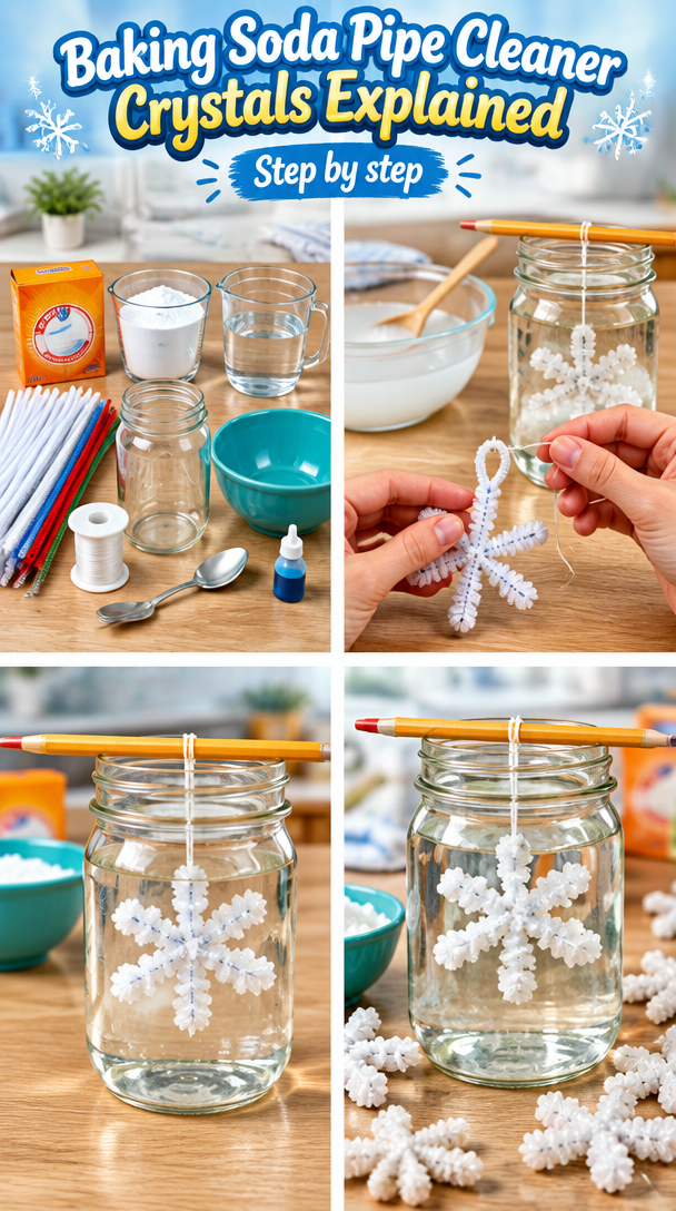 Snowy Baking Soda Pipe Cleaner Crystals