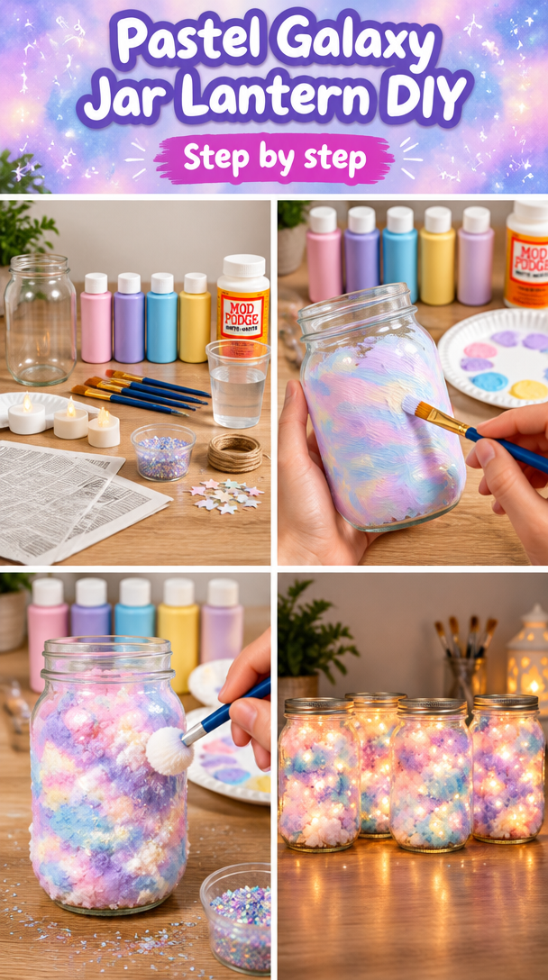 Pastel Galaxy Jar Lantern