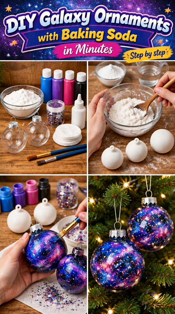 Create Stunning Galaxy Ornaments with Baking Soda in Minutes
