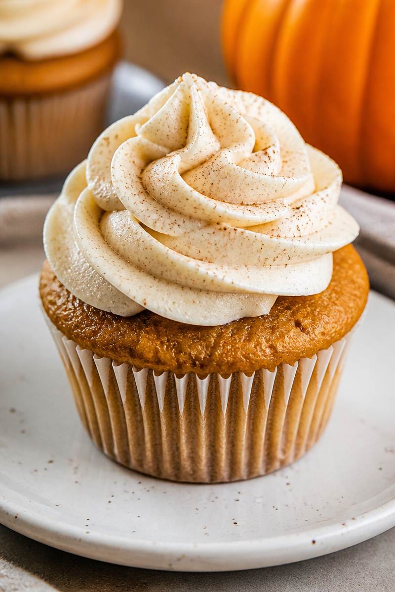 Pumpkin Cupcakes with Cinnamon Cream Cheese Frosting