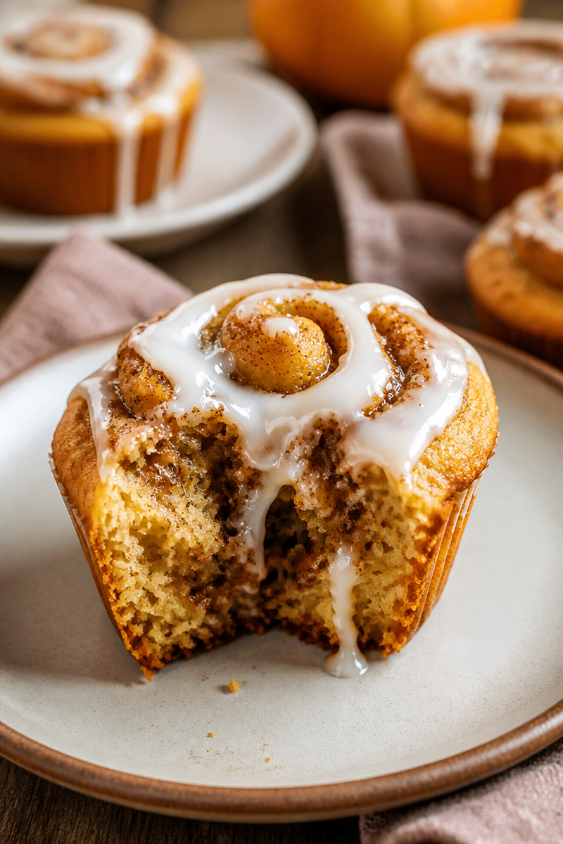 Cozy Pumpkin Cinnamon Roll Muffins