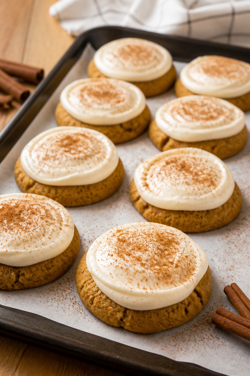 Soft Pumpkin Cookies with Cream Cheese Frosting