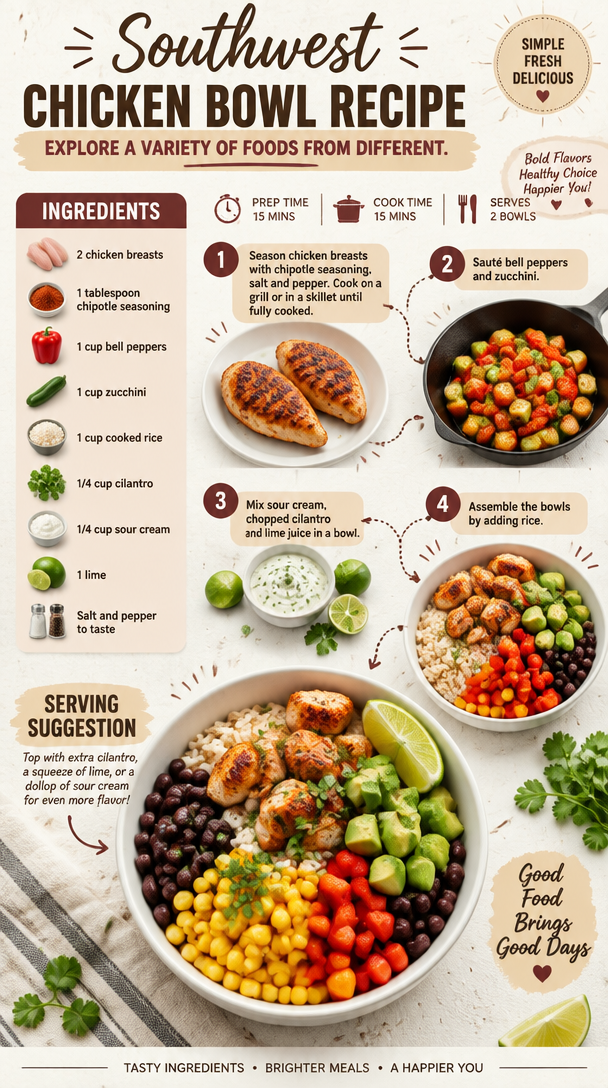 Southwest Chicken Bowl Recipe - Explore a Variety of Foods from Different Cultures!