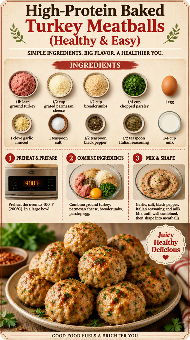 High-Protein Baked Turkey Meatballs (Healthy & Easy)