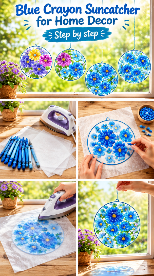 Create a Stunning Blue Crayon Suncatcher for Your Home Décor
