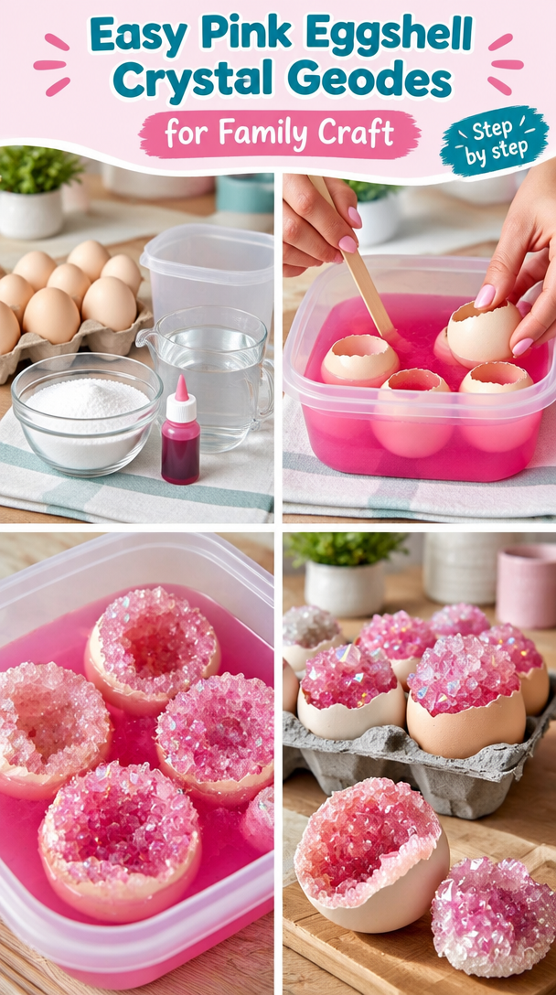 Easy Pink Eggshell Crystal Geodes for a Fun Family Craft Project