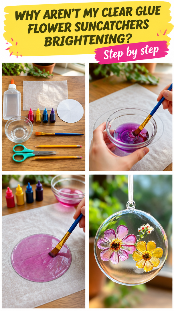Why Are My Clear Glue Flower Suncatchers Not Brightening?