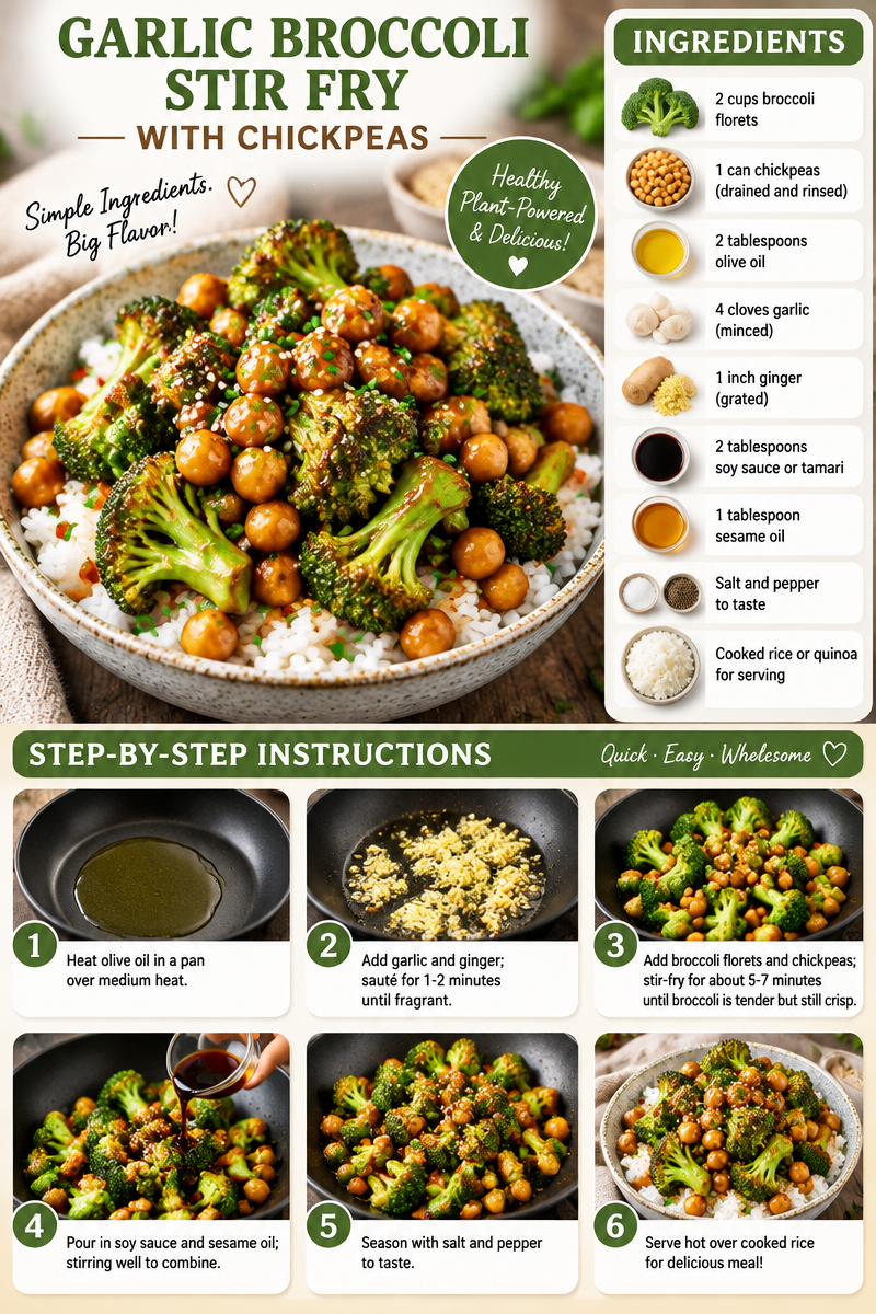 GARLIC BROCCOLI STIR FRY WITH CHICKPEAS