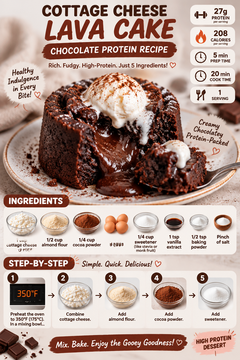 Cottage Cheese Lava Cake (Chocolate Protein Recipe)