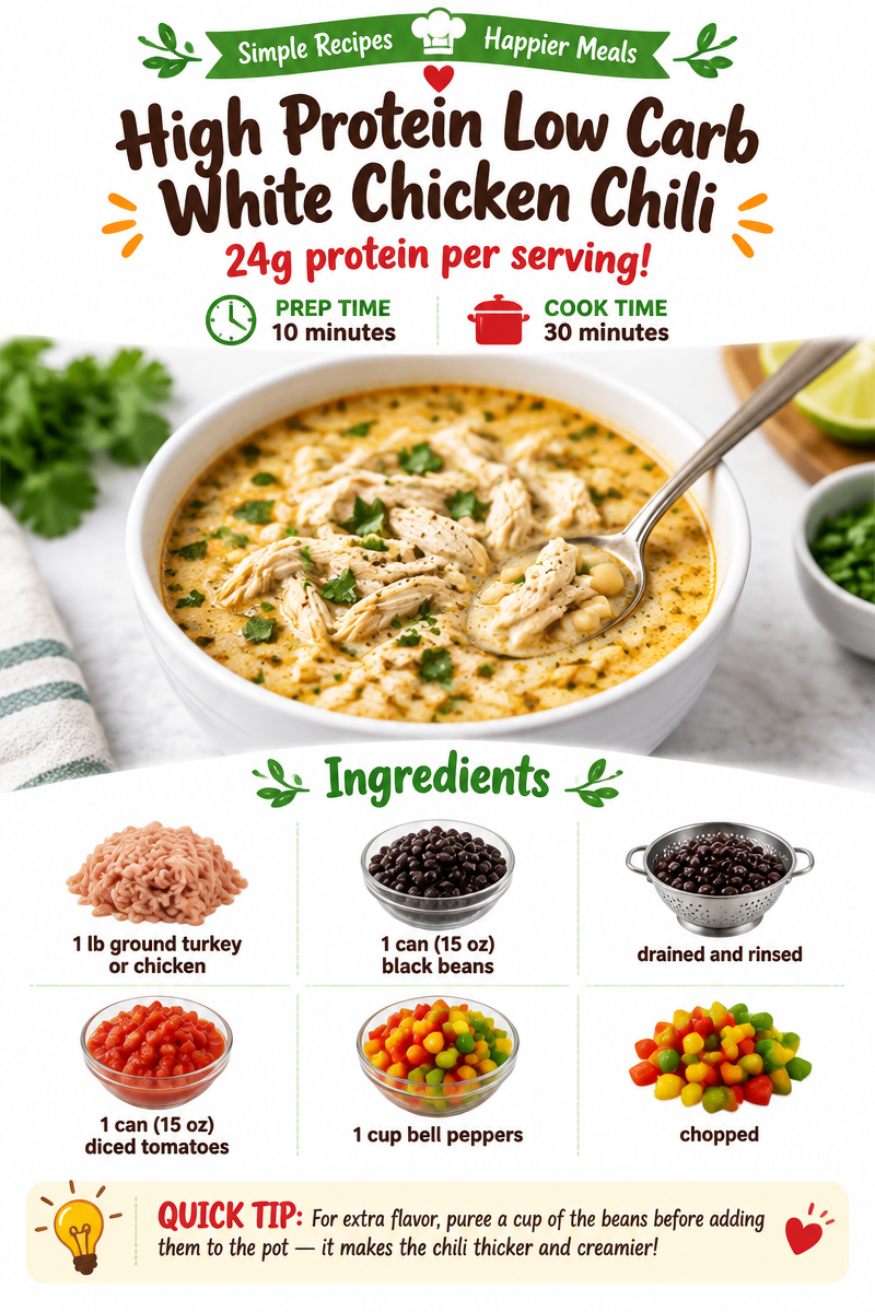 High Protein Low Carb White Chicken Chili