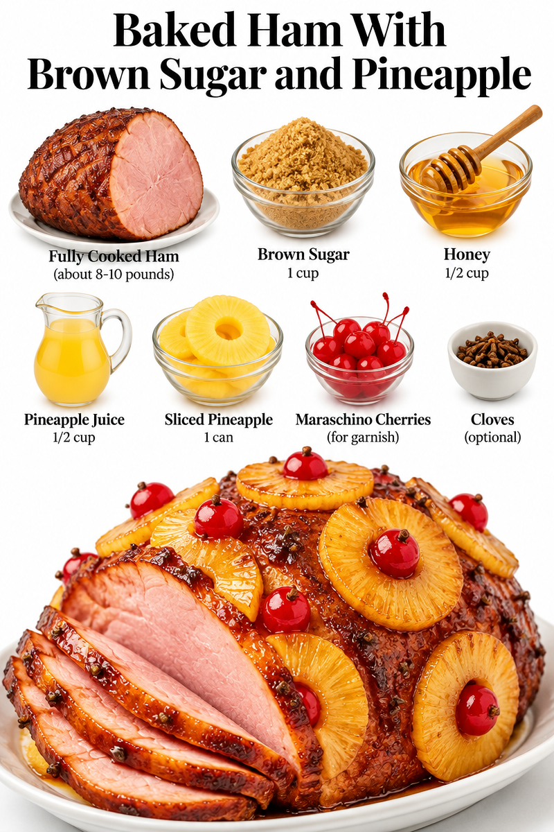Baked Ham With Brown Sugar and Pineapple