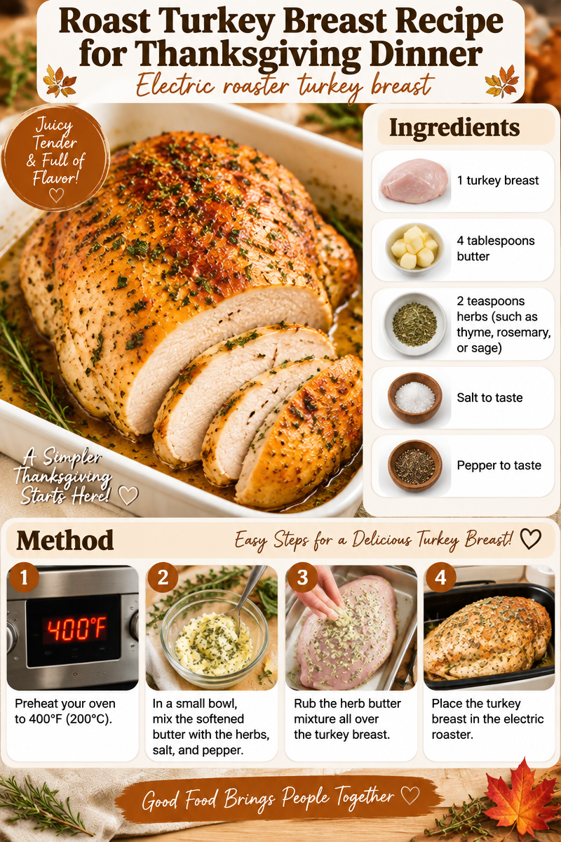Roast Turkey Breast Recipe for Thanksgiving Dinner | Electric Roaster Turkey Breast Recipes, Thanksgiving Turkey Breast Recipes Oven, Roasted Turkey Breast