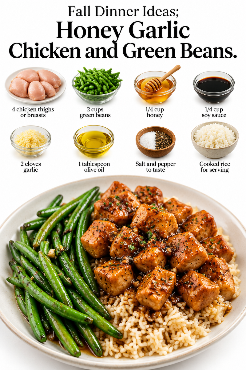 Fall Dinner Ideas; Honey Garlic Chicken and Green Beans