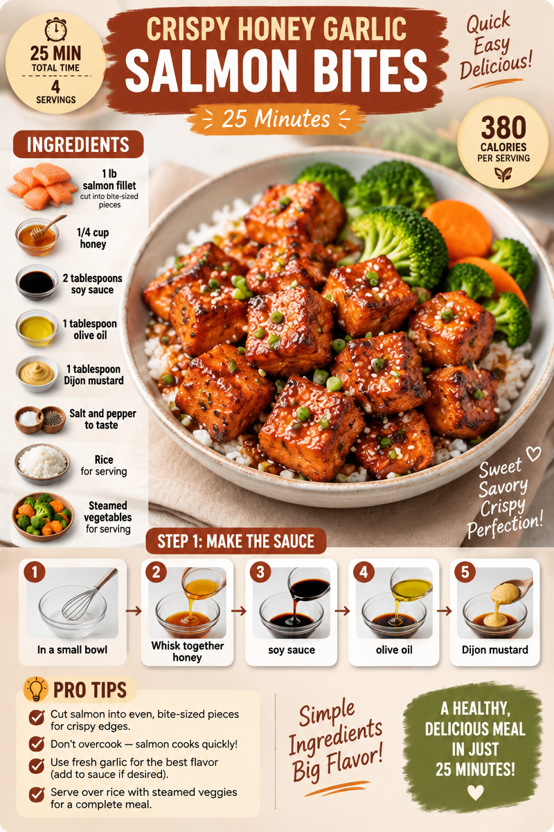 Crispy Honey Garlic Salmon Bites - 25 Minutes