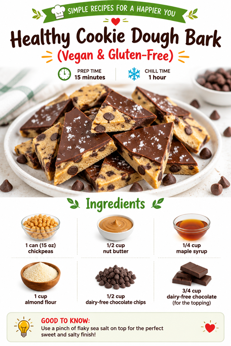 Healthy Cookie Dough Bark (Vegan & Gluten-Free)