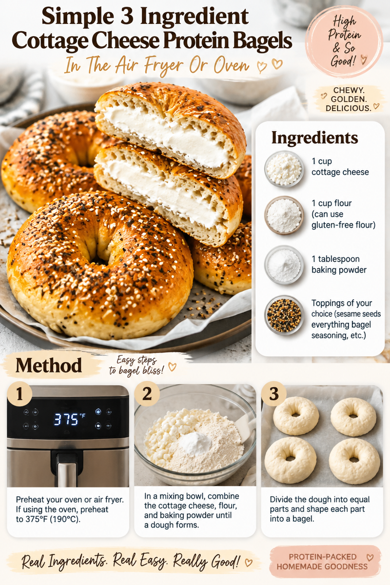 Simple 3 Ingredient Cottage Cheese Protein Bagels In The Air Fryer Or Oven