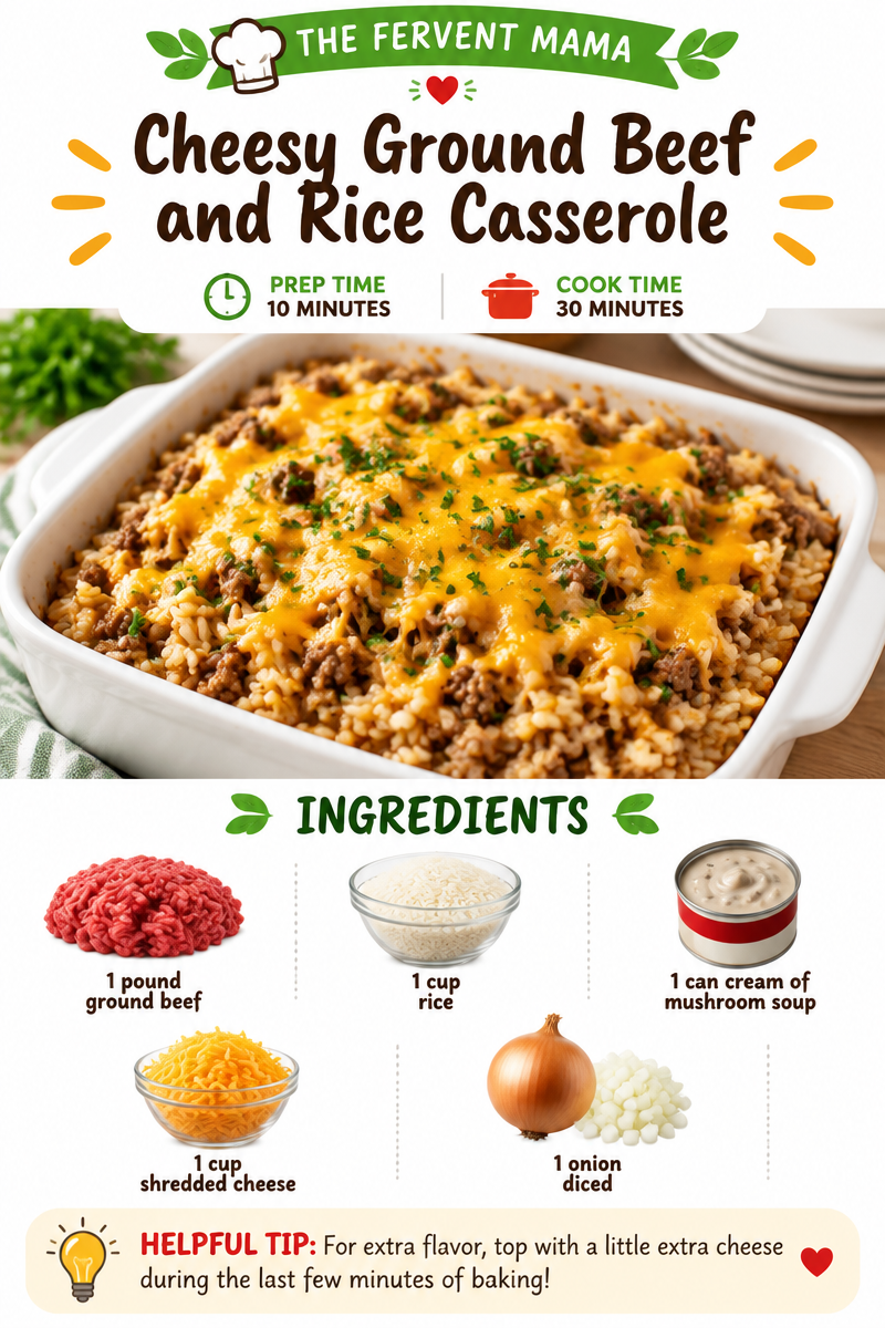 Cheesy Ground Beef and Rice Casserole