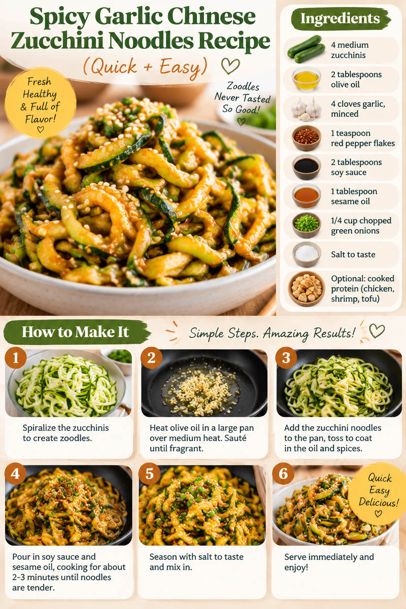 Spicy Garlic Chinese Zucchini Noodles Recipe (Quick + Easy)