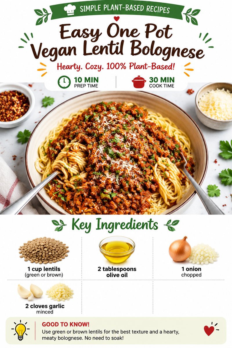 Easy One Pot Vegan Lentil Bolognese