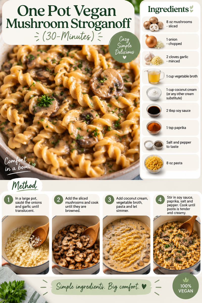 One Pot Vegan Mushroom Stroganoff (30-Minutes)
