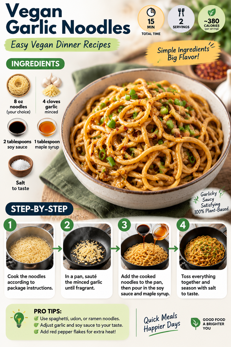 Vegan Garlic Noodles | Easy Vegan Dinner Recipes