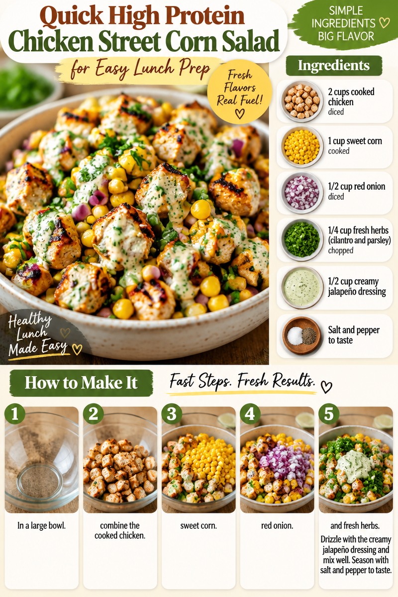 Quick High Protein Chicken Street Corn Salad for Easy Lunch Prep