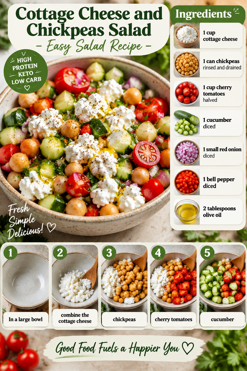 Cottage Cheese and Chickpeas Salad - Easy Salad Recipe