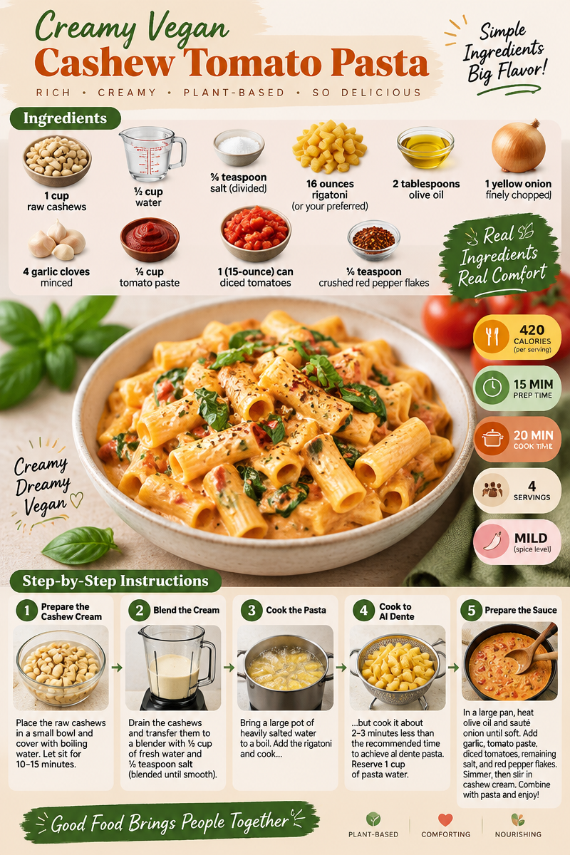 Creamy Vegan Cashew Tomato Pasta