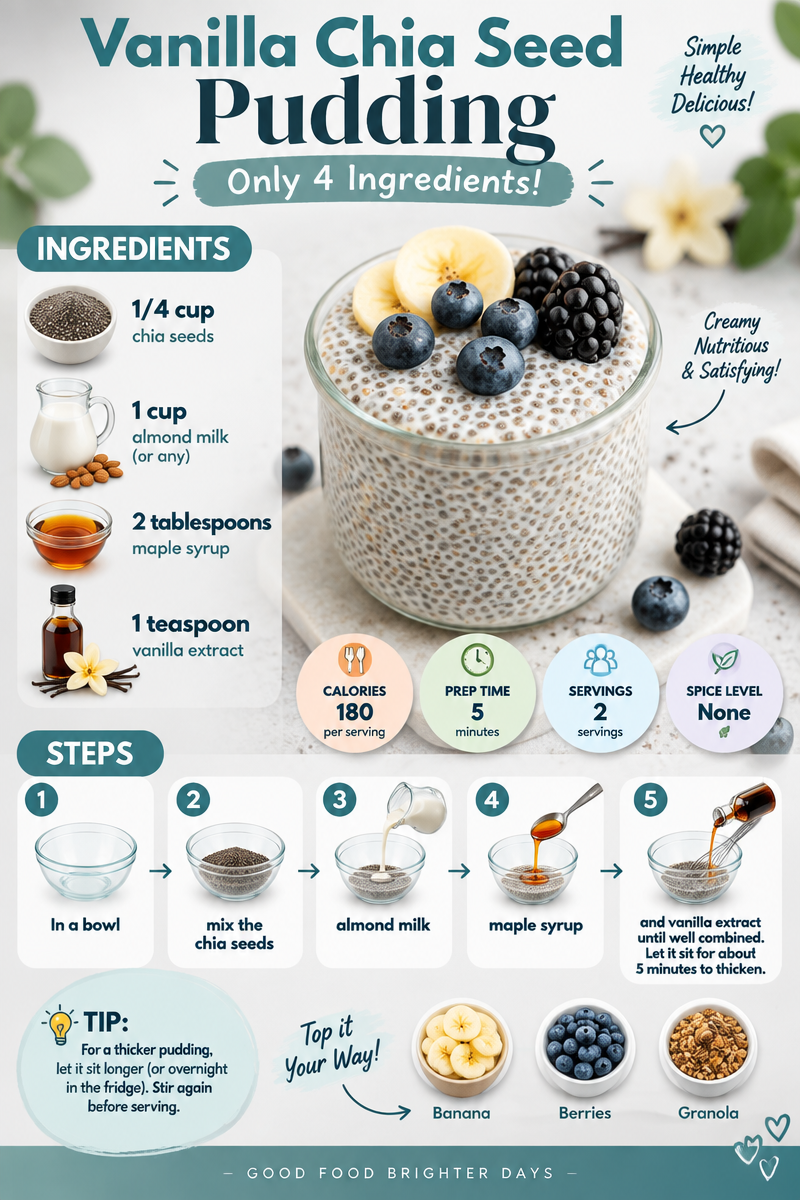 Vanilla Chia Seed Pudding Only 4 Ingredients!