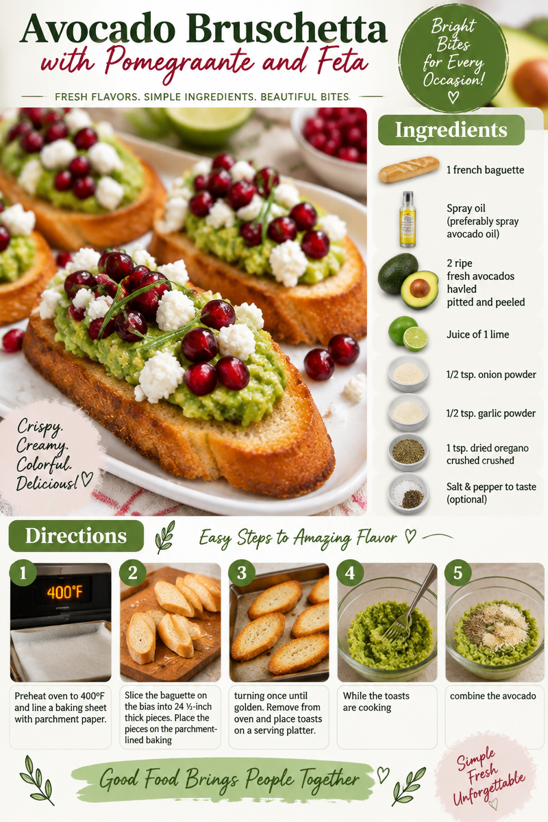 Avocado Bruschetta with Pomegranate and Feta