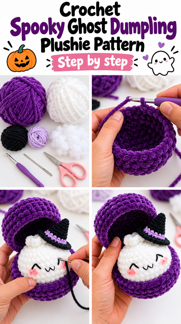 Crochet Spooky Ghost Dumpling Plushie Pattern 5 Crochet Spooky Ghost Dumpling Plushie Pattern