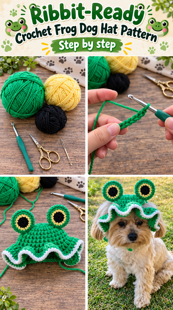 Ribbit-Ready: Crochet Frog Dog Hat - Free Pattern