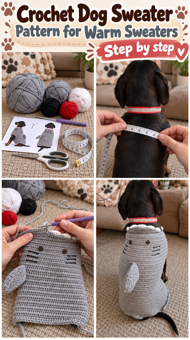 Crochet Dog Clothes Pattern for Warm Sweaters