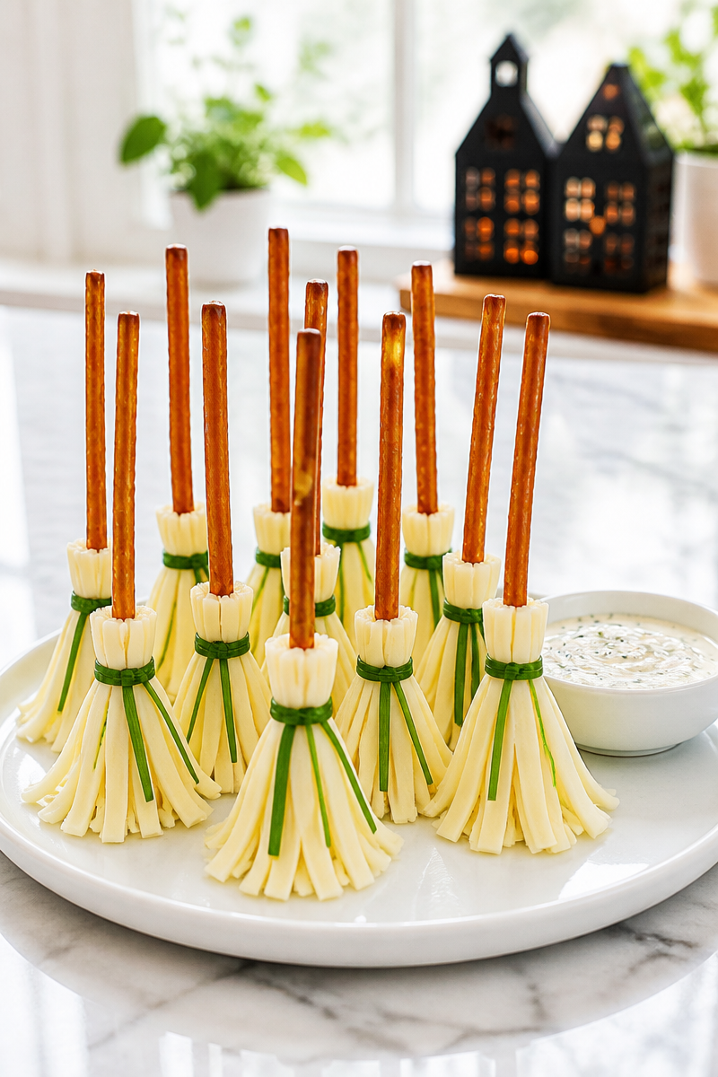 Halloween Broomstick Pretzel Cheese Stick