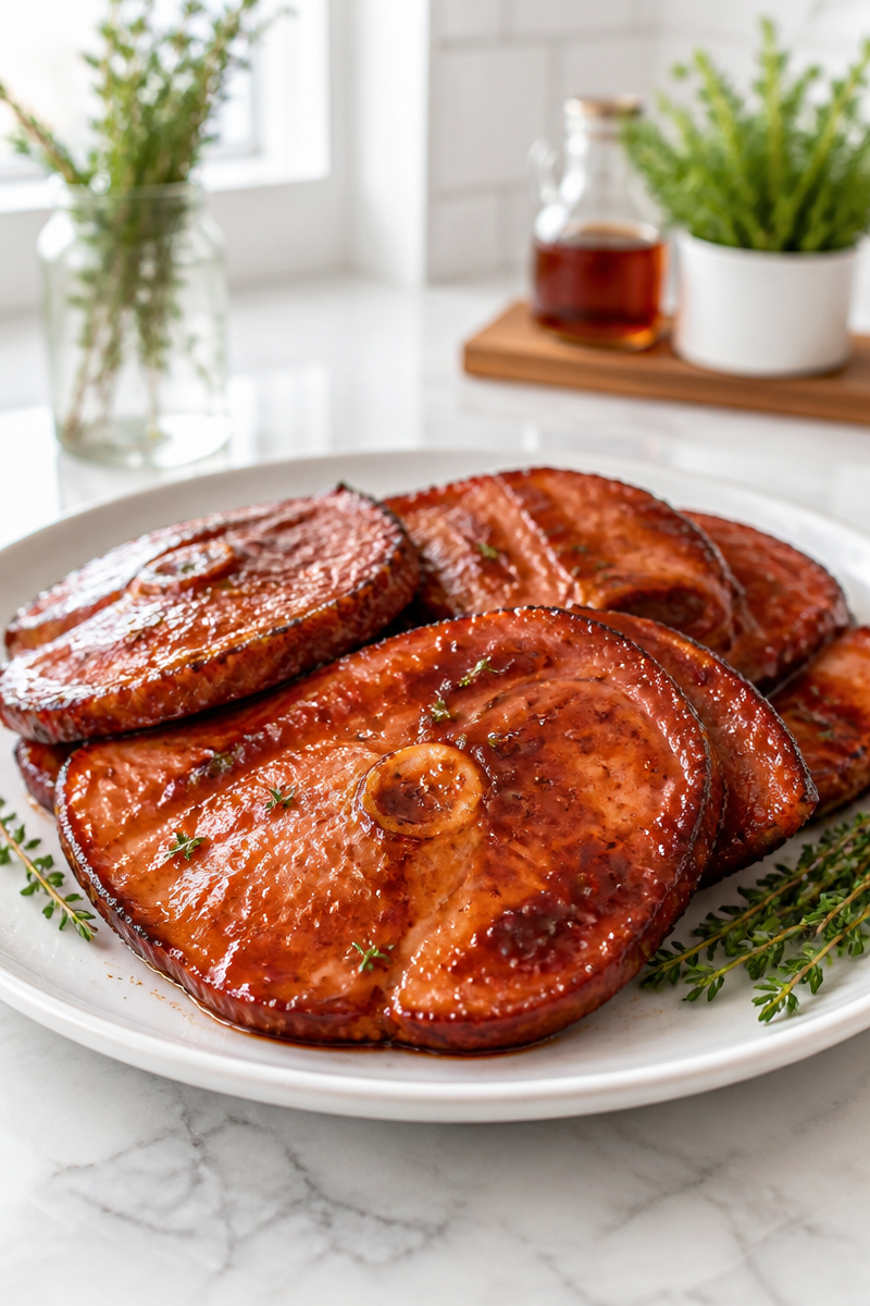 Maple Bourbon Glazed Ham Slice