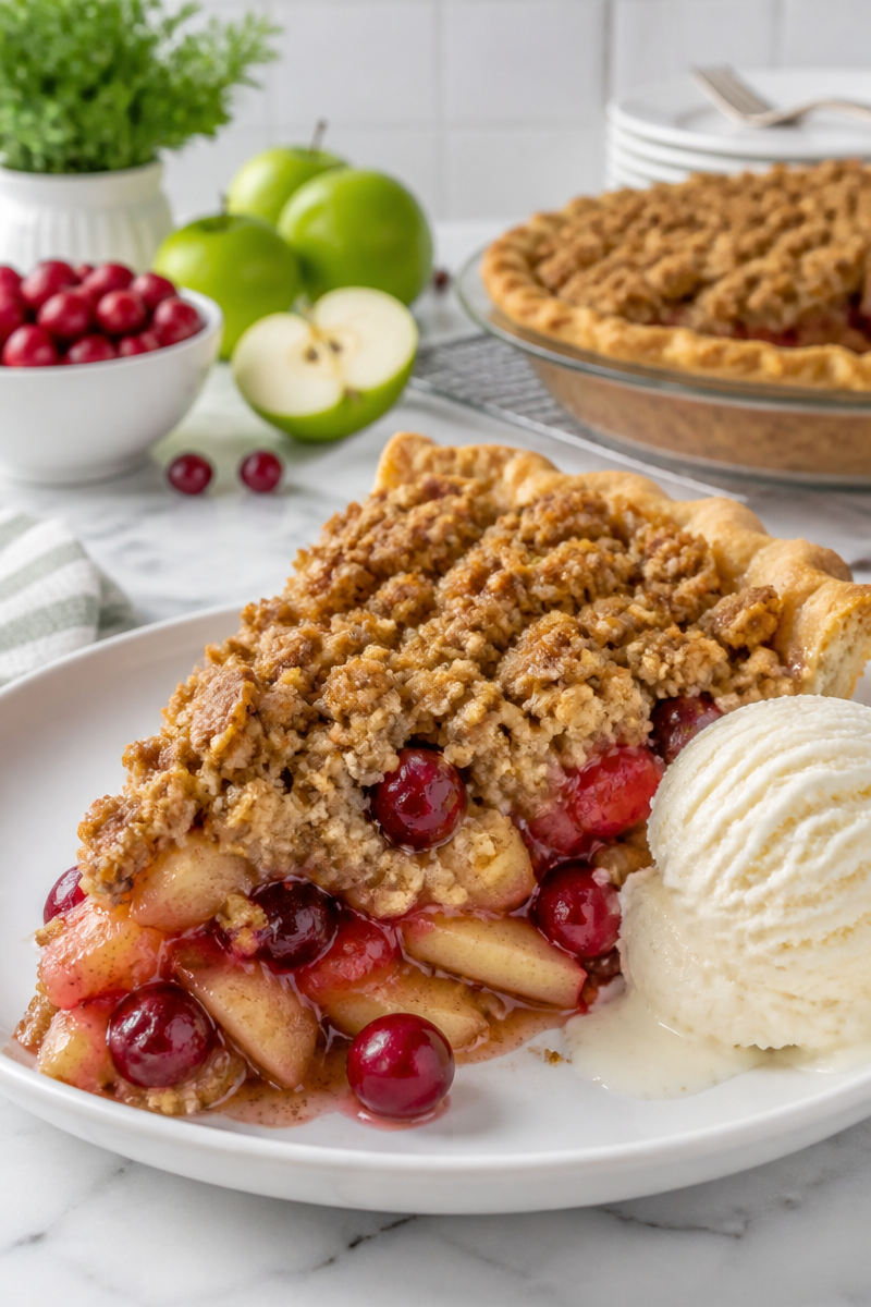 Classic Apple Cranberry Crumble Pie