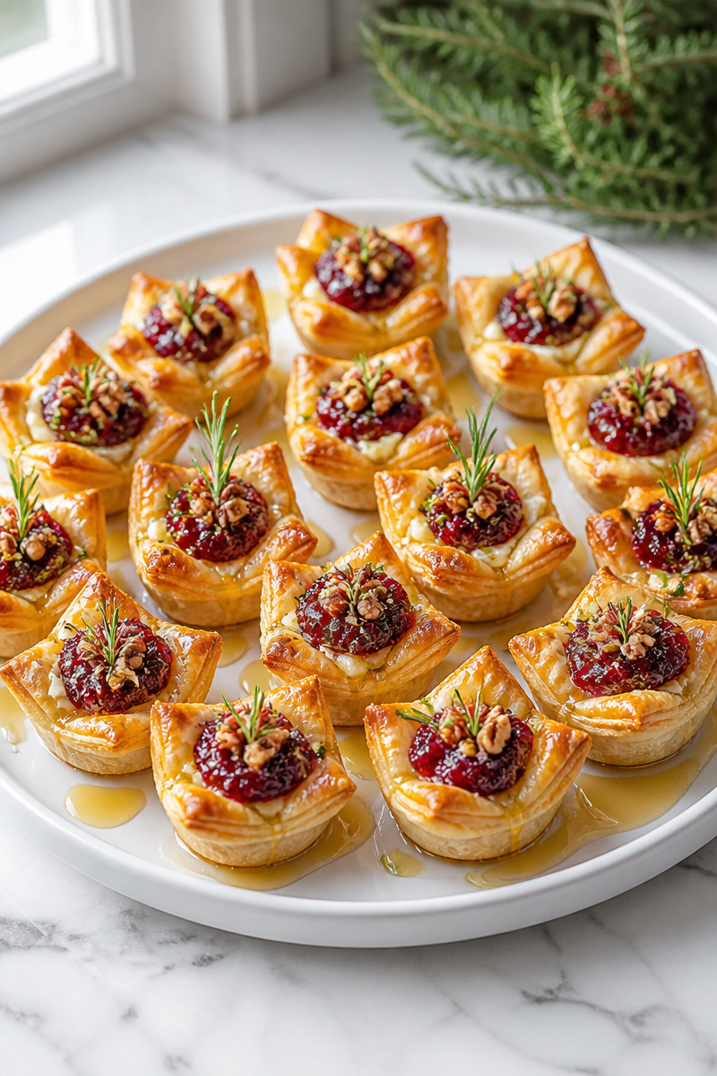 Cranberry Brie Puff Pastry Bite